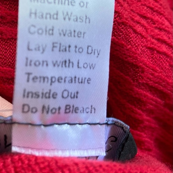 NWT New Ming Wang Red Striped Short Sleeve Cozy Knit Poncho Top Size L/XL - Picture 9 of 11